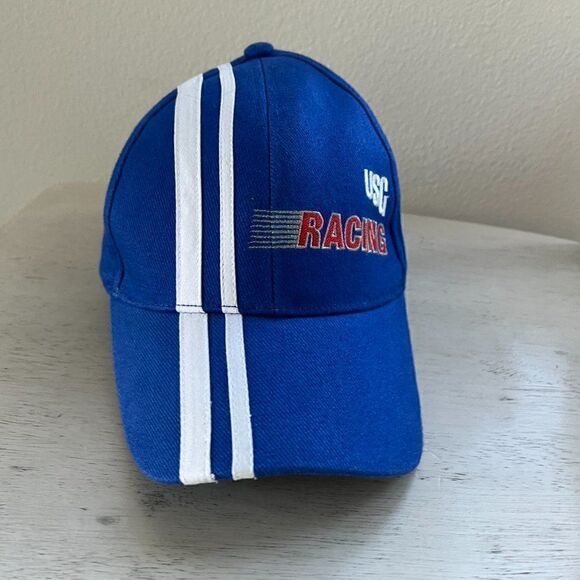 Nascar USG Racing Snapback Hat Cap Dad Men Gift Blue White Stripe - Picture 7 of 12